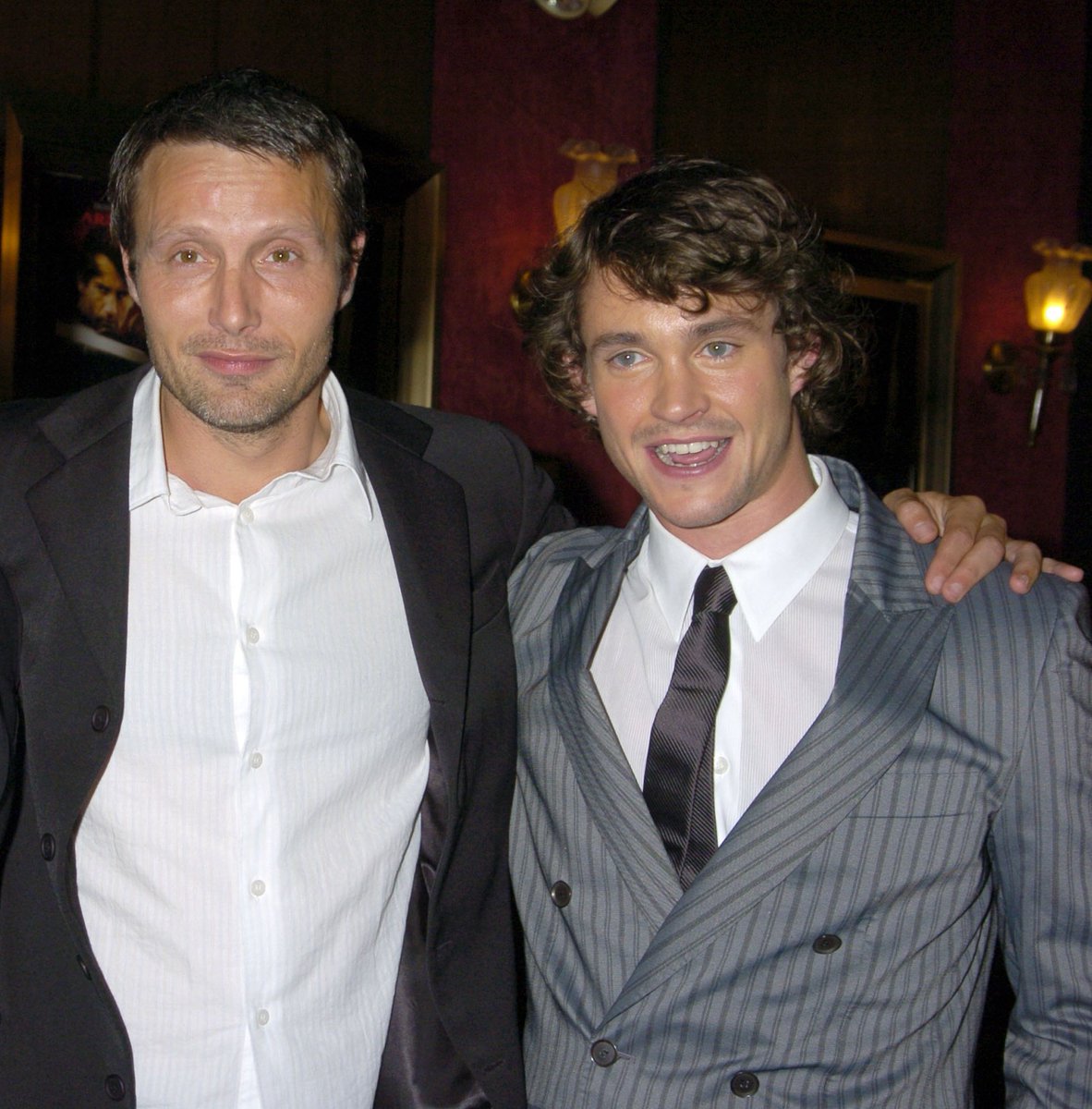 Mads Mikkelsen and Hugh Dancy at the World Premiere of 'King Arthur', New York 2004