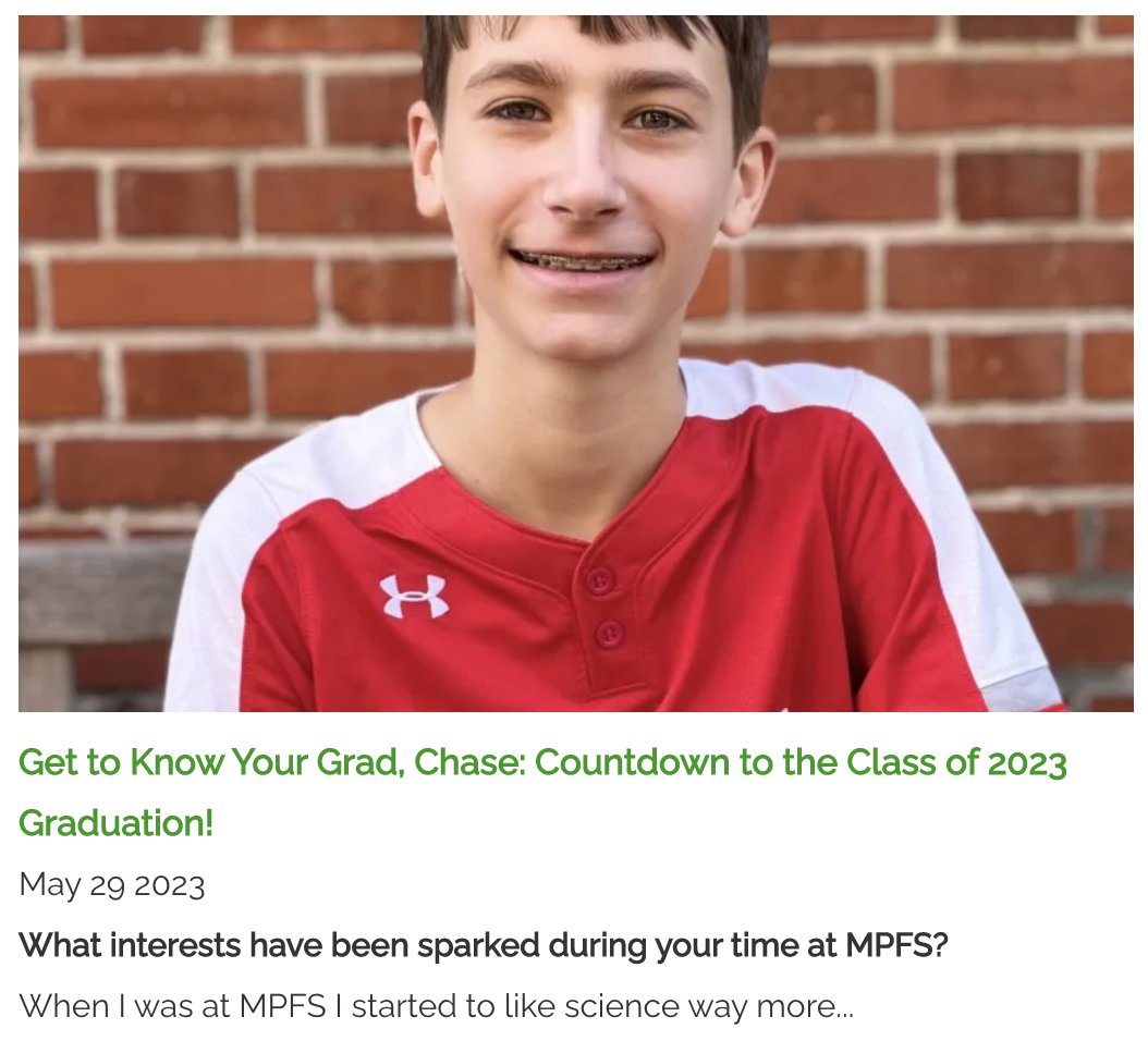 mpfs's tweet image. Our next Q&amp;amp;A is with soon-to-be grad Chase! Join us in getting to know what makes an MPFS graduate so special as we countdown to the big day! Visit mpfs.org/news to read the full Q&amp;amp;A #mpfsquakered #thisisquakered #classof2023