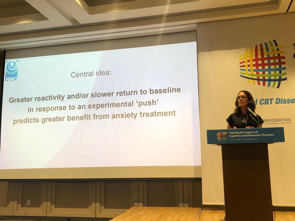 So proud: <a href="/BouwmanVera/">Vera Bouwman</a> did a fanstastic job in chairing (for the first time!) a symposium: New technologies to assess working mechanisms of CBT interventions for anxiety disorders. <a href="/WCCBT/">The World Confederation of Cognitive and Behaviour</a> Seoul, South Korea