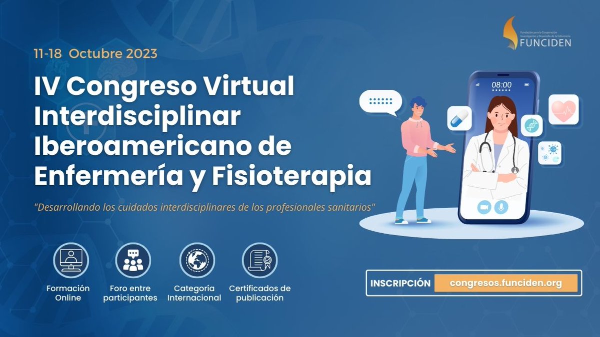 📌Del 11 al 18 de octubre de 2023, te esperamos en el IV Congreso Virtual Interdisciplinar Iberoamericano de Enfermería y Fisioterapia

Más información 
⬇️
campusfunciden.com/formacion-cont…

Registro y envío de trabajos 
⬇️
congresos.funciden.org/congresos/27/r…

#enfermería
#Fisioterapia
#Fomación
