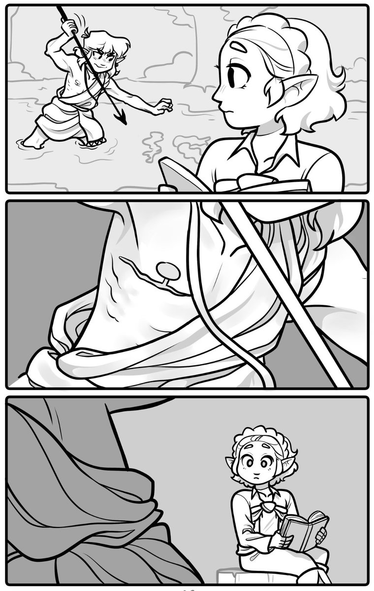 raysdrawlings's tweet photo. I like to think Link enjoys contributing to the weird rumours about the hero of Hyrule 💪

Part 3/15 of my #Zelink #TEARSOFTHEKINGDOM Fancomic https://t.co/MFeuyokB5N