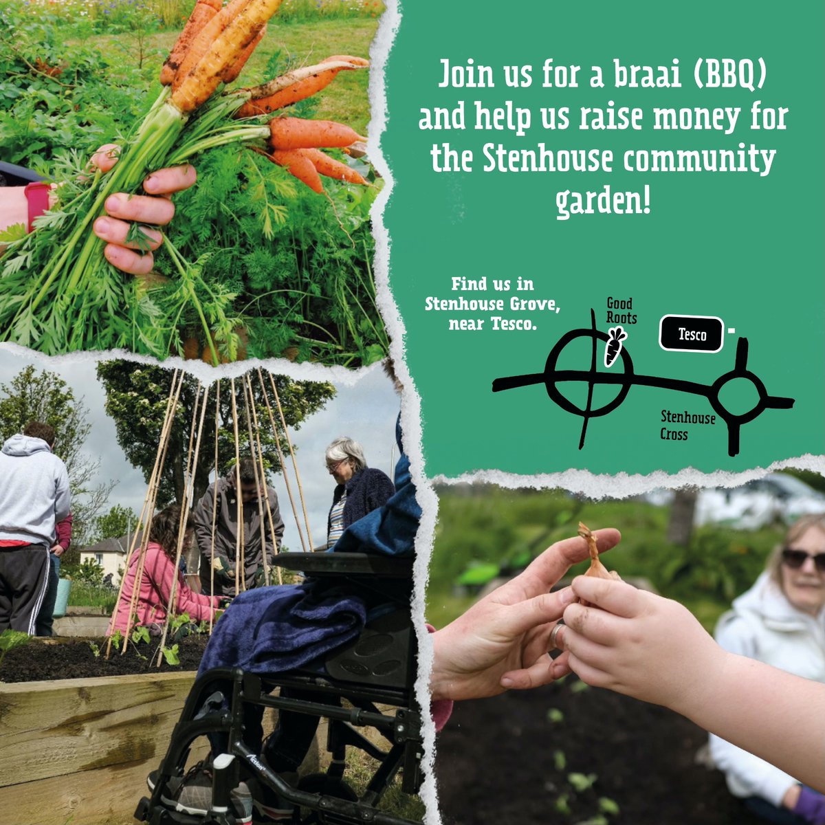 Goodroots_SH's tweet photo. You are invited to the GOOD ROOTS FUNDRAISER! 🌿🙌

Next Sunday 11th June we are having a braai (South African BBQ) to raise money for the community garden! 🌱

Join us from 12.30pm for delicious food in the garden - everyone is welcome so get inviting friends and family! 🫶 https://t.co/fPQfyycNmH