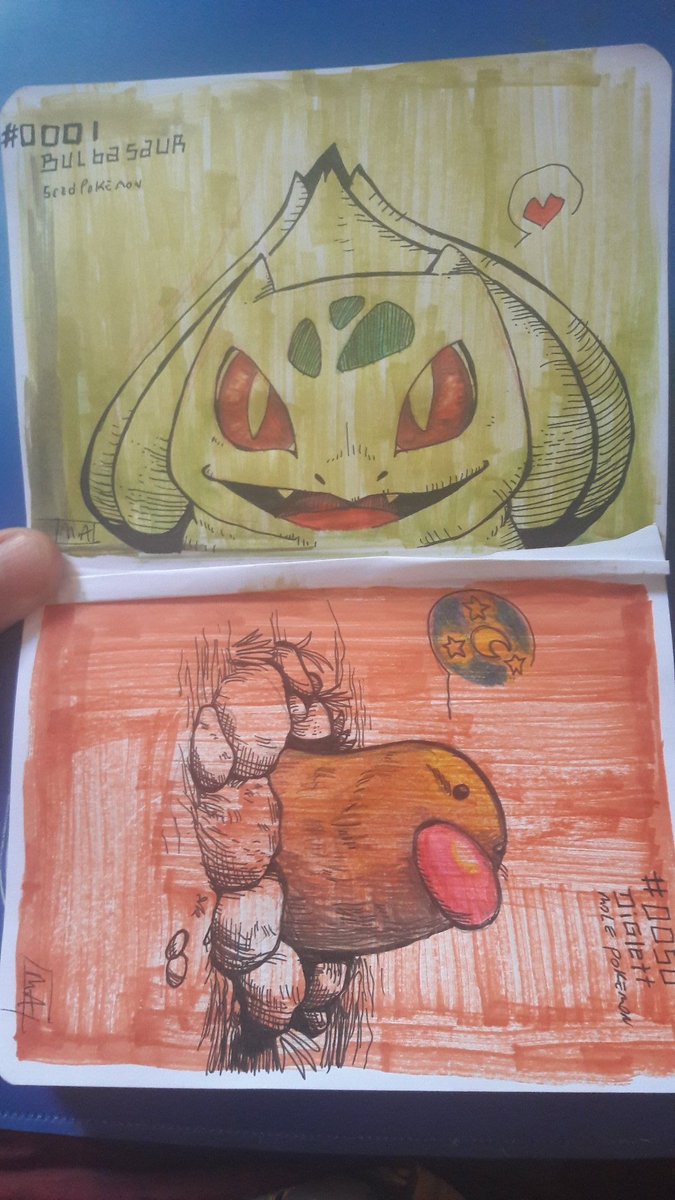 parmito55835's tweet image. As primeiras paginas do sketchbook que eu comecei a rabiscar ontem. Se alguem quiser q eu desenhe seu pkm favorito é só falar! Preciso manter minha mente ocupada 
#Pokemon #bulbasaur #diglet
#sketchbook #fanart
