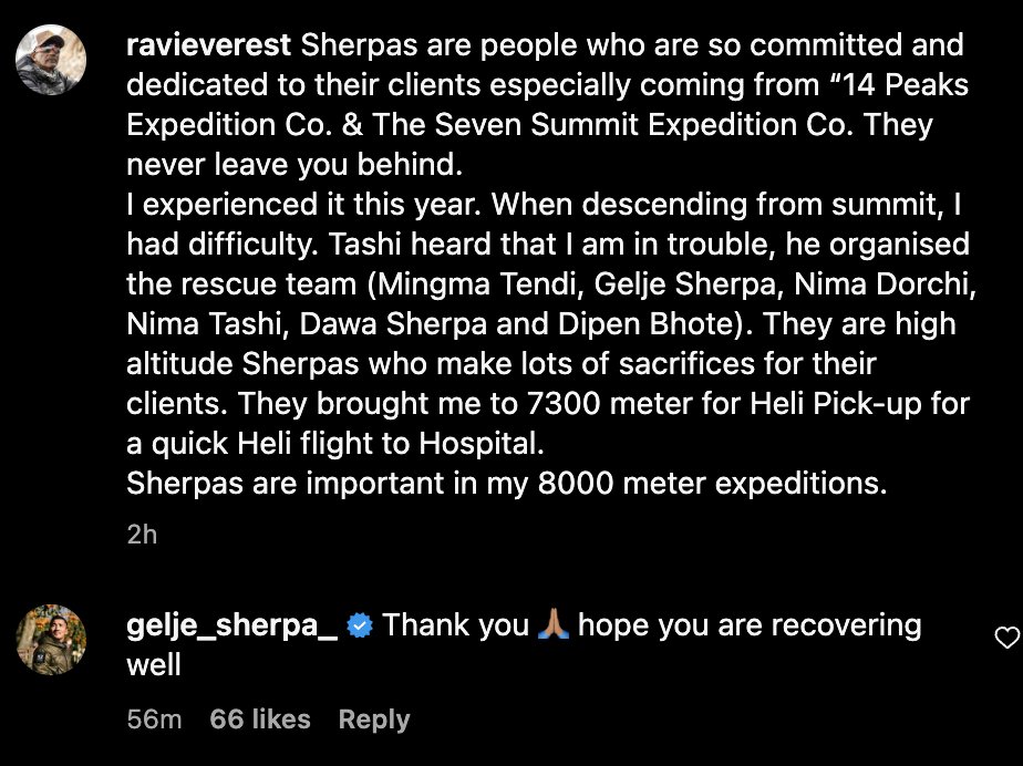 looks like Ravi has since updated to acknowledge the sherpas, and unblocked Gelje... who responded with tremendous grace