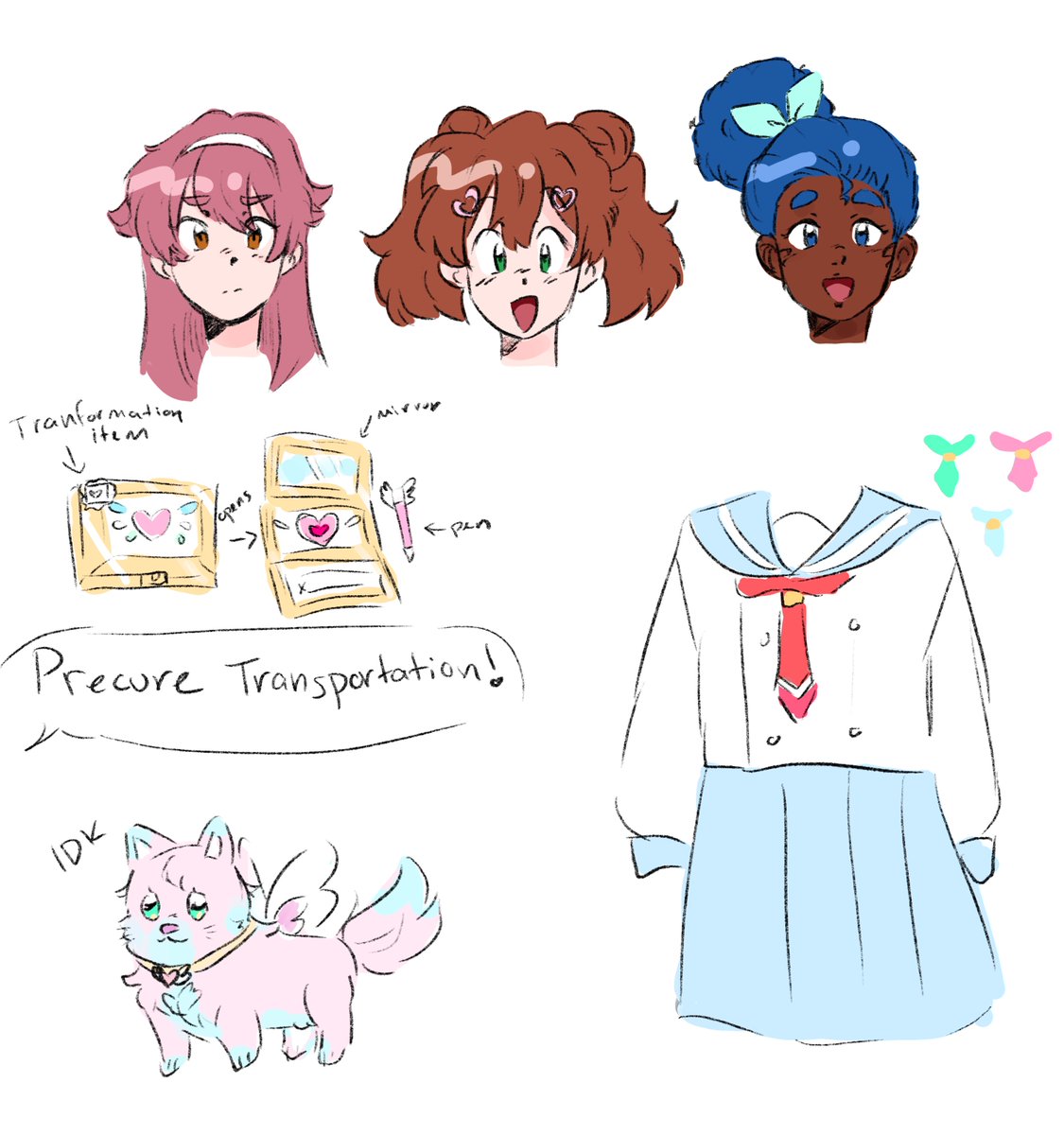 made a fancure season! the theme is mail and transportation and im not sure of the name yet, but here are the main 3 cures and other stuff. delivery is genki, train is shy and wants to be a prince, and sail is laidback and sweet #precure #fancure