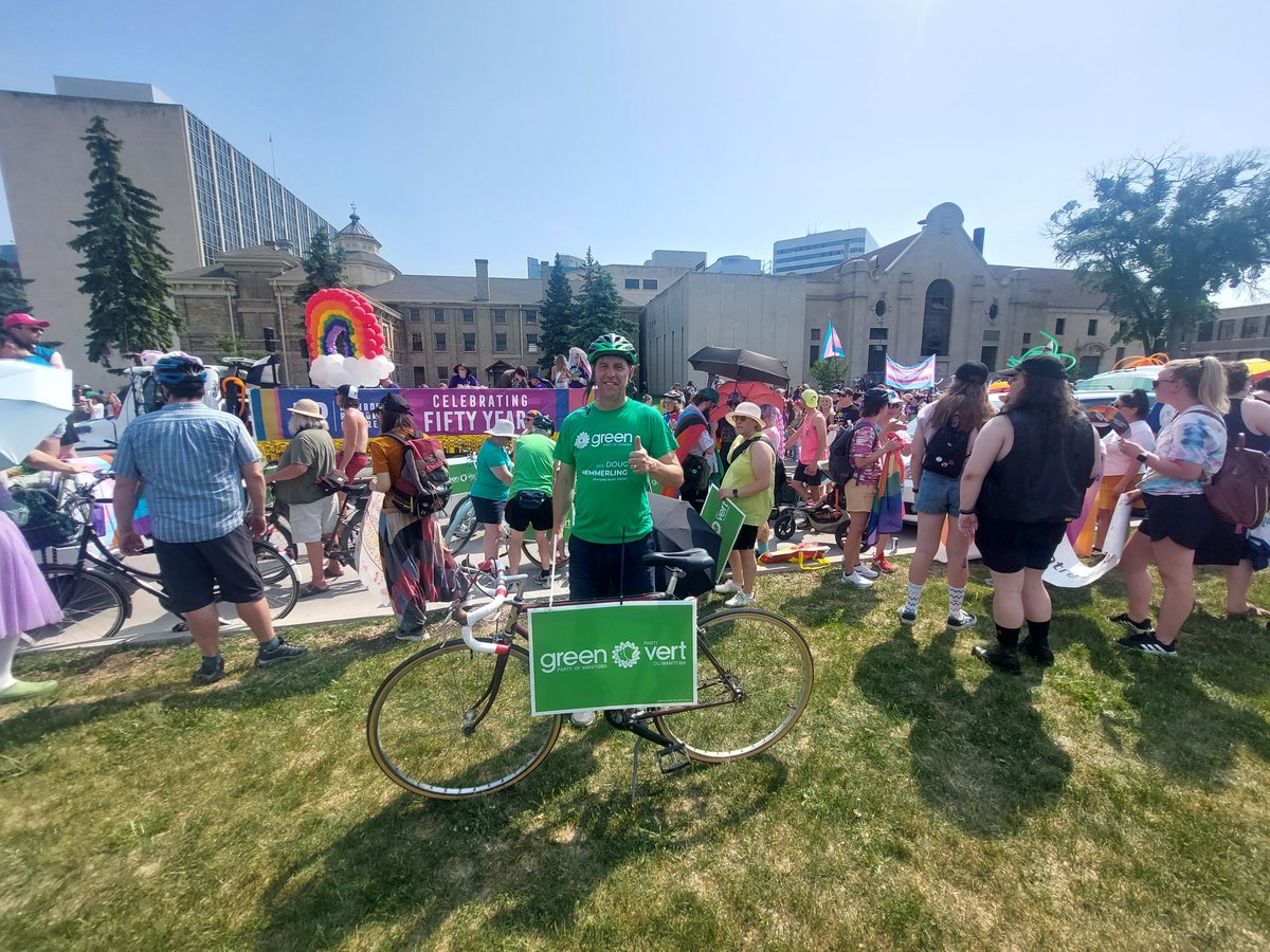 HemmerlingGreen's tweet photo. Happy Pride to all! #Hemmerling4Green #PrideManitoba #ItsTimeToBeGreen https://t.co/uWGsFfmxiS