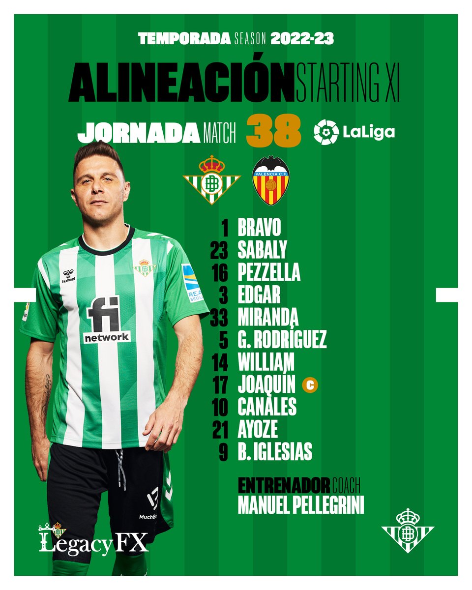 💚🤍🖤

¡Nuestro once inicial para el #RealBetisValencia!

#DíaDeBetis