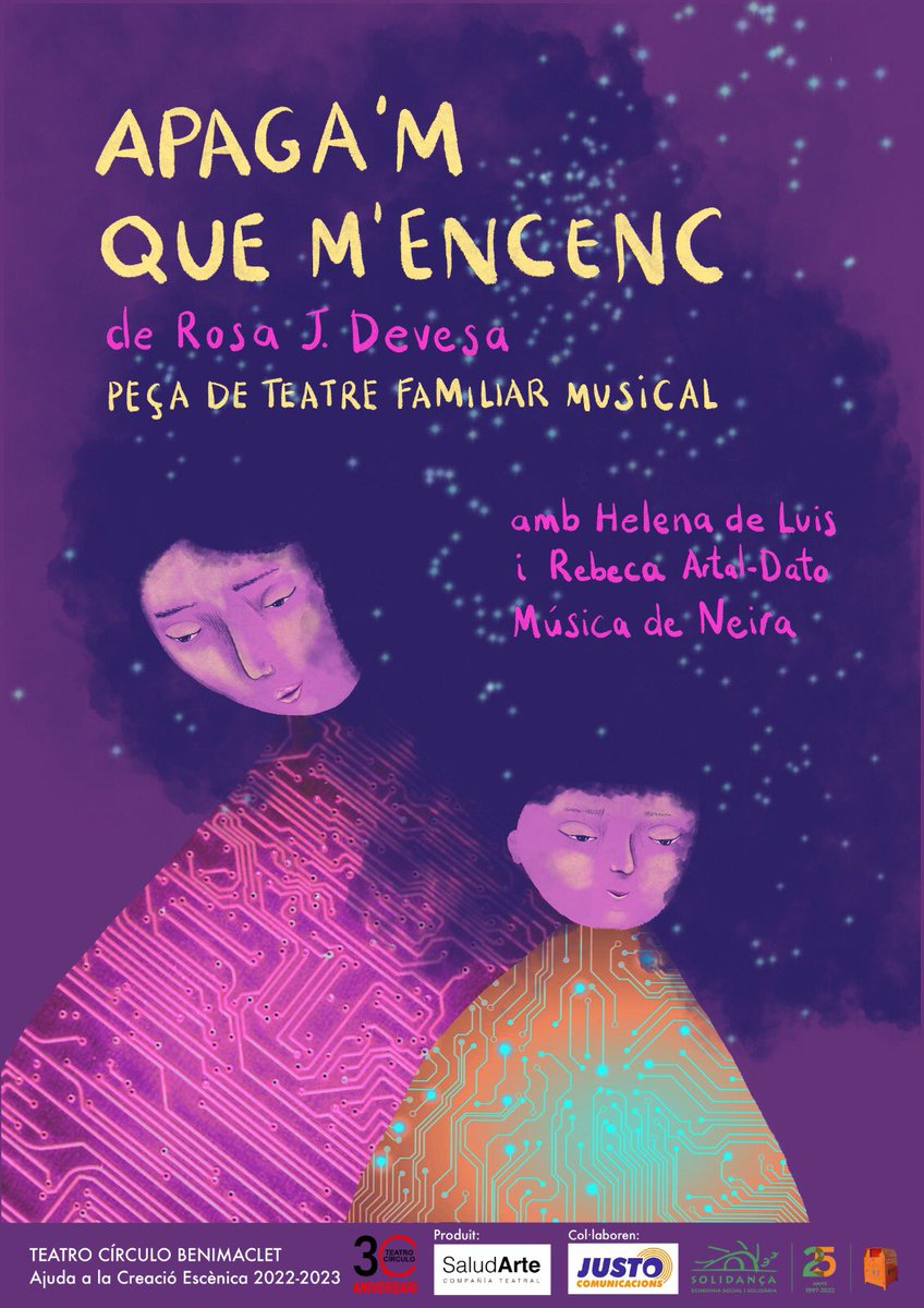 Ja tenim imatge de la nova producció de SaludArte Compañía Teatral: "Apaga'm que m'encenc".
Es tracta d'una peça de teatre familiar musical, sobre l'addicció als mòbils.

Estarem en cartell al @teatrocirculobenimaclet :
Del 15 de setembre a l'1 d'octubre 2023
#teatromusical