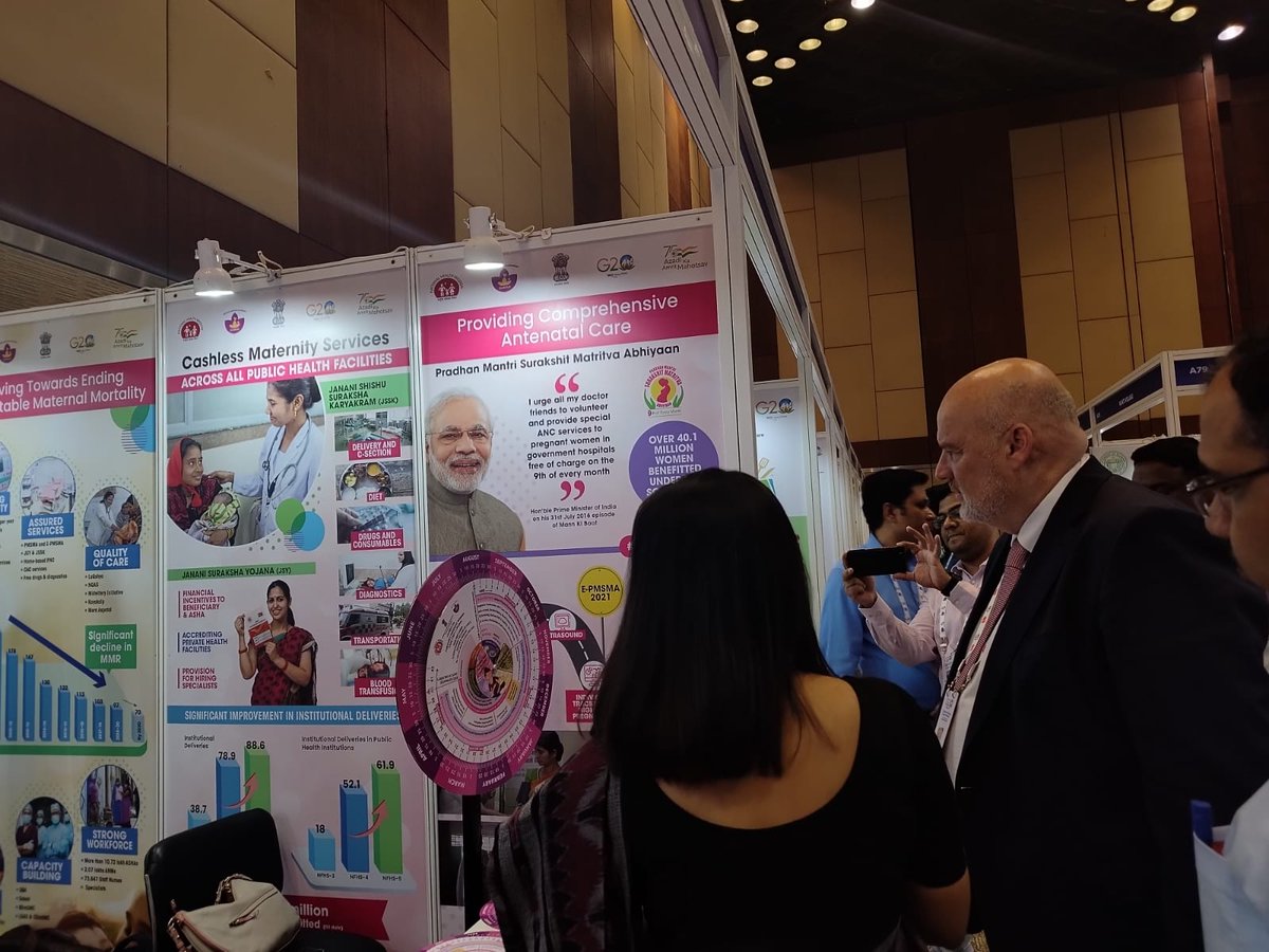 India showcases its #MaternalHealth initiatives at the #G20India 3rd Health Working Group Meeting being held in Hyderabad. Together, we are committed to end preventable maternal mortality in India. @PMOIndia @g20org