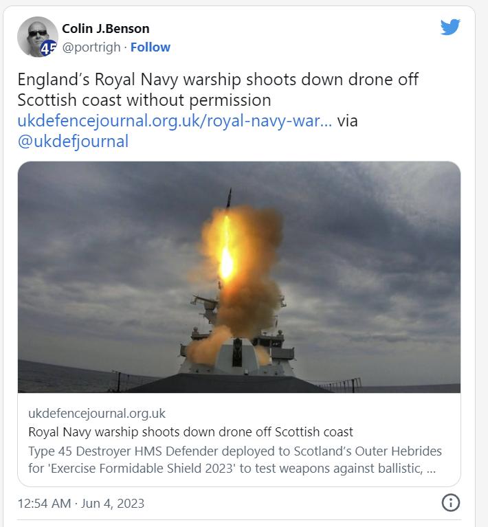 It's the British Royal Navy and it was operating in British waters.

Cry more you nationalist idiot.