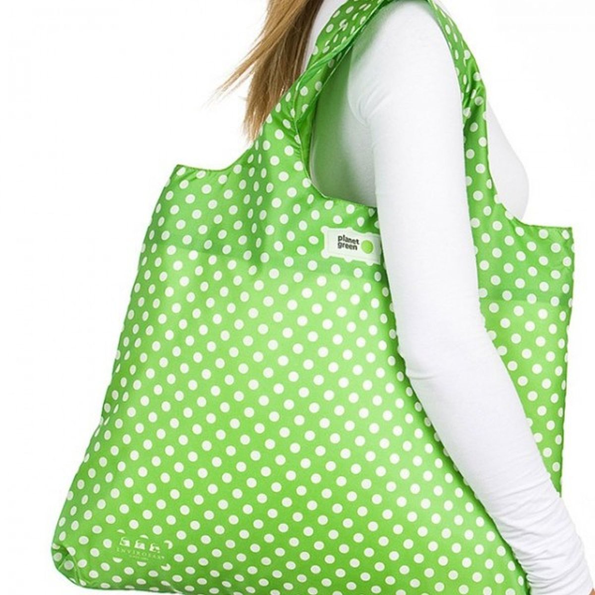 Envirosax reusable roll-up, foldable, shoulder shopping bag ; Planet Green polka dot deign #Envirosax #reusable #reuse #rollup #foldable #shoulderbag #giftidea #giftfor #green #spots #dotty #polkadot #tote #bag #grocery #beach #swim #Bbuys ebay.co.uk/itm/2714388491… via @eBay_UK