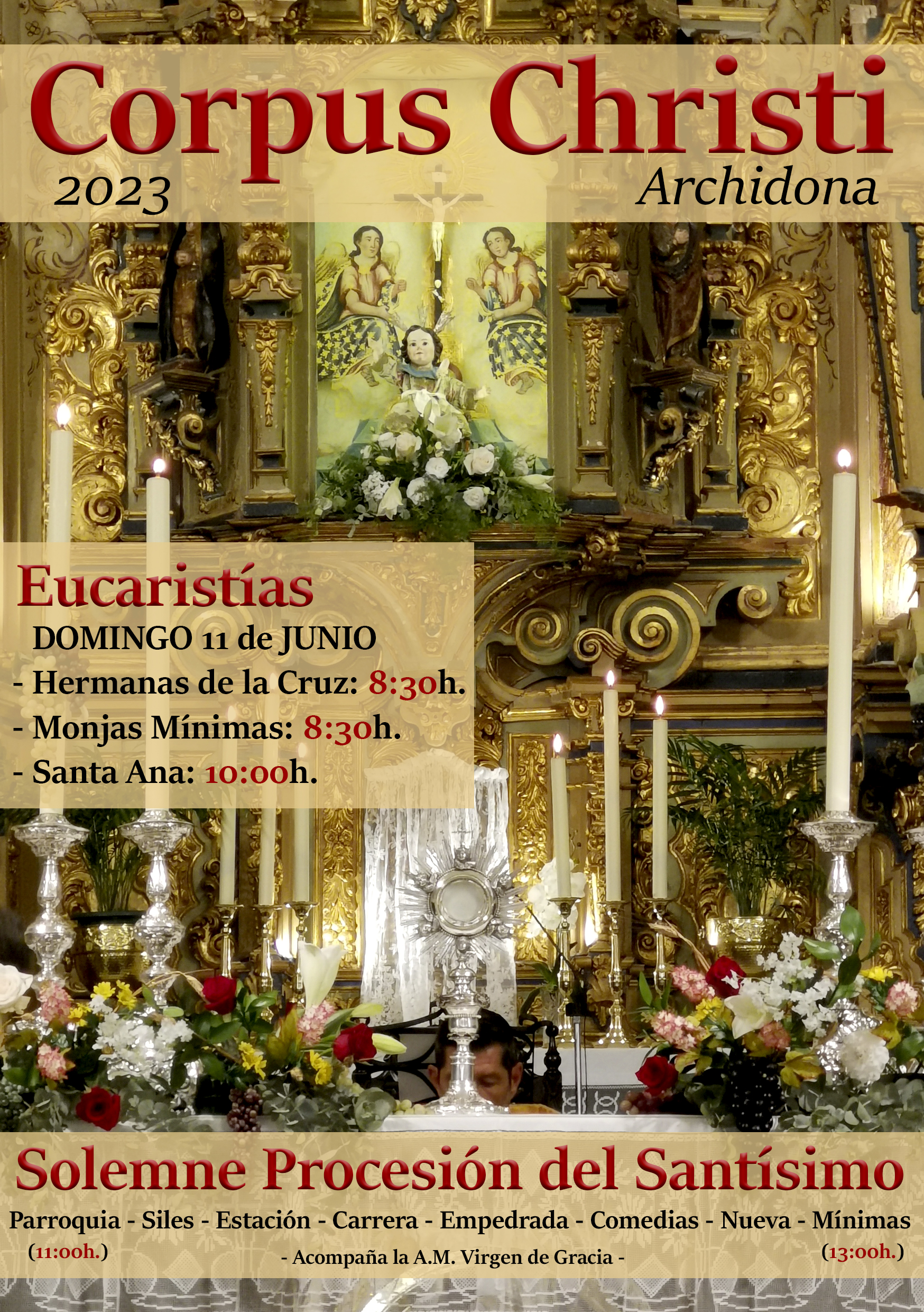 Horario e Itinerario de la Procesión del Corpus Christi de Archidona el 11 de Junio del 2023