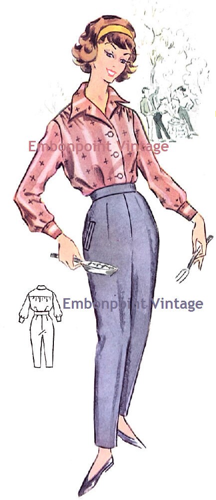 Plus Size (or any size) Vintage 1950s Slacks Pattern - PDF - Pattern No 91b Marie Pants tuppu.net/62501ab4 #Etsy #EmbonpointVintage #plussizevintage #Sewing