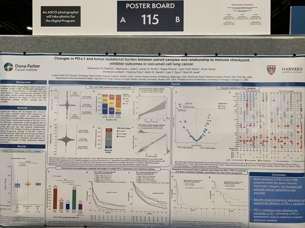 Now presenting our work on PD-L1 and TMB variations in #NSCLC #LCSM @ASCO @ASCOPost 
Stop by for a chat!