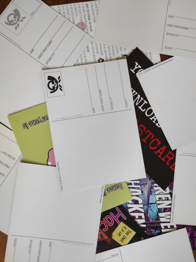 #gpn21 is happening next week from June 8 to 11 in Karlsruhe. We'll be there with our usual services and some new #chaospost #postcard motives. Here is a small sneak-peek at the new ones.