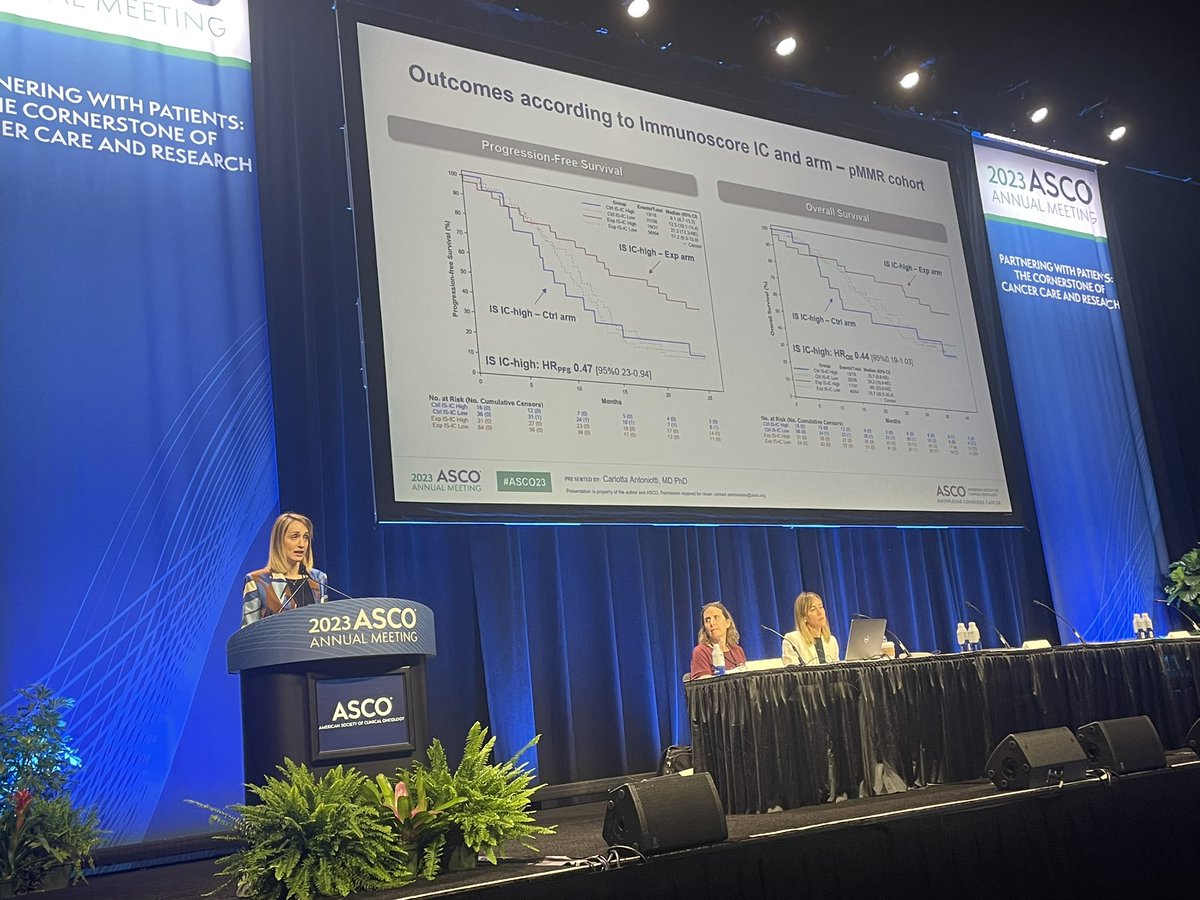 GONO Foundation (@foundationgono) on Twitter photo CRC oral session on the updated and OS results of the AtezoTRIBE study by GONO.
Again confirmation that Immunoscore IC is able to select patients with immunesensitive pMMR/MSS mCRC and PFS/OS benefit from the addition of atezo to FOLFOXIRI/bev.
<a href="/carlottanto1/">carlottanto</a> <a href="/ChiaraCrem1/">Chiara Cremolini</a> CRC oral session on the updated and OS results of the AtezoTRIBE study by GONO.
Again confirmation that Immunoscore IC is able to select patients with immunesensitive pMMR/MSS mCRC and PFS/OS benefit from the addition of atezo to FOLFOXIRI/bev.
<a href="/carlottanto1/">carlottanto</a> <a href="/ChiaraCrem1/">Chiara Cremolini</a>