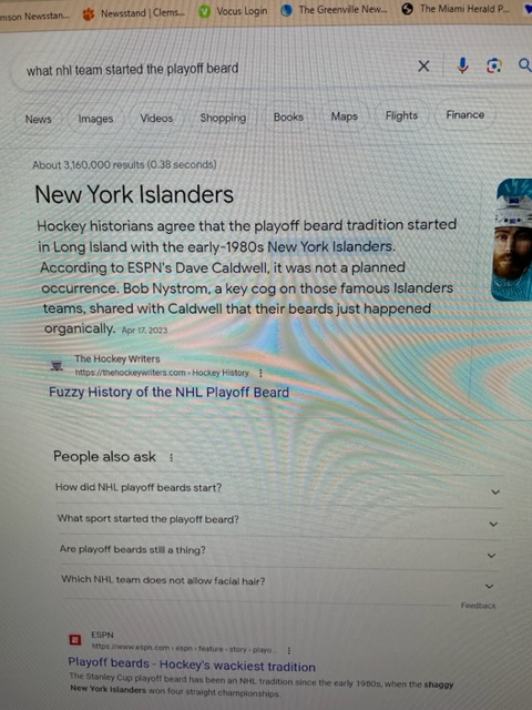 James A. Garfield (@20thpresident) on Twitter photo Re: hockey's playoff beard tradition: A quick search of "what NHL team started the playoff beard tradition" quickly showed the early-80s Islanders beginning the tradition. No one (besides <a href="/ByTimReynolds/">Tim Reynolds</a>) has ever credited Detroit with starting it. Don't be lazy, Tim. Be better. Re: hockey's playoff beard tradition: A quick search of "what NHL team started the playoff beard tradition" quickly showed the early-80s Islanders beginning the tradition. No one (besides <a href="/ByTimReynolds/">Tim Reynolds</a>) has ever credited Detroit with starting it. Don't be lazy, Tim. Be better.
