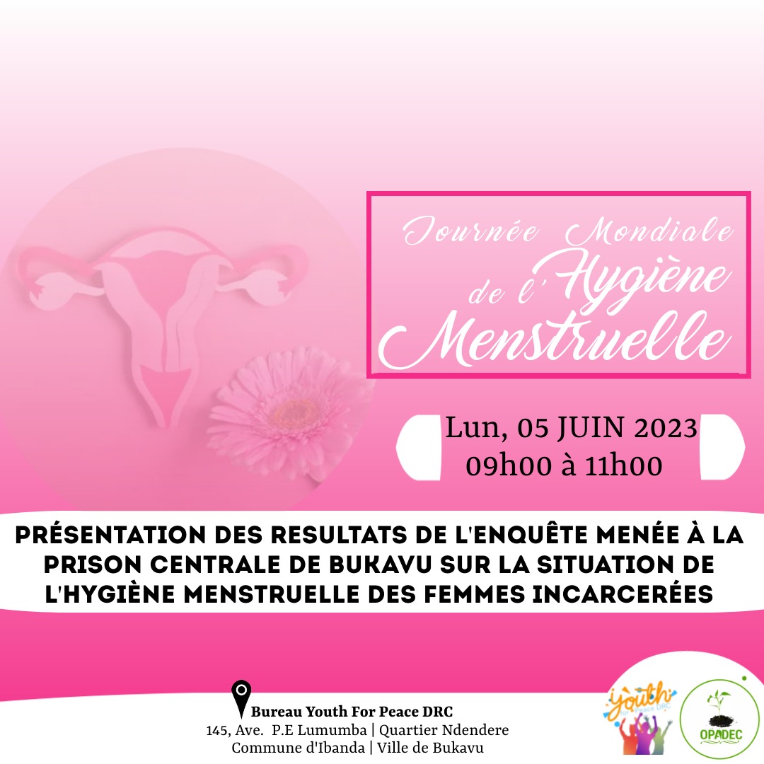 Youth for Peace DRC (@peace_drc) on Twitter photo Présentation officielle ce lundi 05.06.2023 des résultats de la recherche effectuée à la #prison centrale de Bukavu sur l'hygiène menstruelle des femmes détenues dans cette maison carcérale. <a href="/UNFPARDC/">UNFPA-RDC</a> <a href="/UNICEFDRC/">UNICEF en RDC</a> <a href="/gnwp_gnwp/">Global Network of Women Peacebuilders (GNWP)</a> <a href="/OpadecA/">Opadec Asbl</a> <a href="/grace_ngabo/">Ngabo Grace</a> <a href="/MinSanteRDC/">Ministère de la Santé RDC</a> <a href="/UNDPAfrica/">UNDP Africa</a> <a href="/UEenRDC/">UE en RDC🇪🇺</a> Présentation officielle ce lundi 05.06.2023 des résultats de la recherche effectuée à la #prison centrale de Bukavu sur l'hygiène menstruelle des femmes détenues dans cette maison carcérale. <a href="/UNFPARDC/">UNFPA-RDC</a> <a href="/UNICEFDRC/">UNICEF en RDC</a> <a href="/gnwp_gnwp/">Global Network of Women Peacebuilders (GNWP)</a> <a href="/OpadecA/">Opadec Asbl</a> <a href="/grace_ngabo/">Ngabo Grace</a> <a href="/MinSanteRDC/">Ministère de la Santé RDC</a> <a href="/UNDPAfrica/">UNDP Africa</a> <a href="/UEenRDC/">UE en RDC🇪🇺</a>