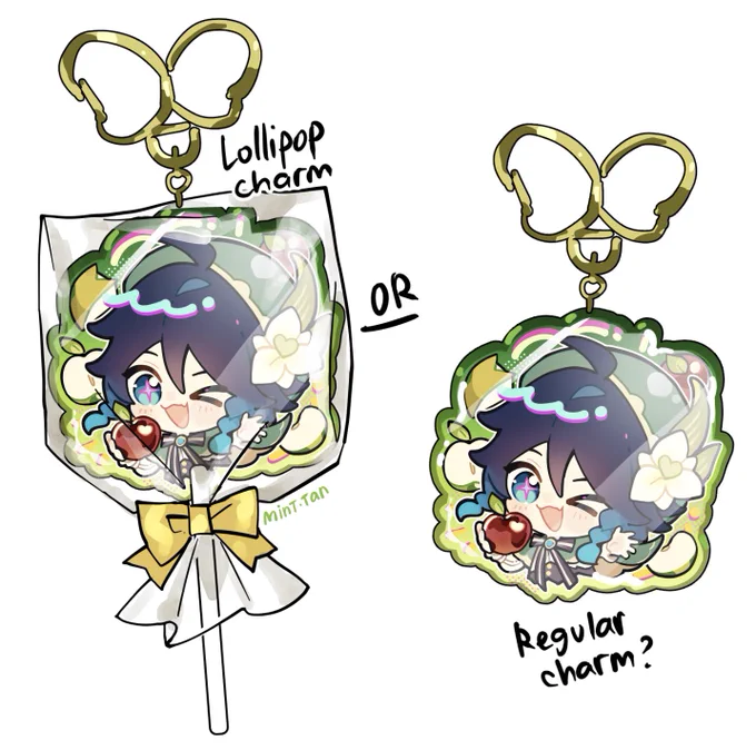 People tell me my charms look like candies when packed!! so I wanted to try making lollipop charms, but am still nervous lmao so I thought i'd check the interests first   Which do you prefer? Pls help me vote in thread!! 