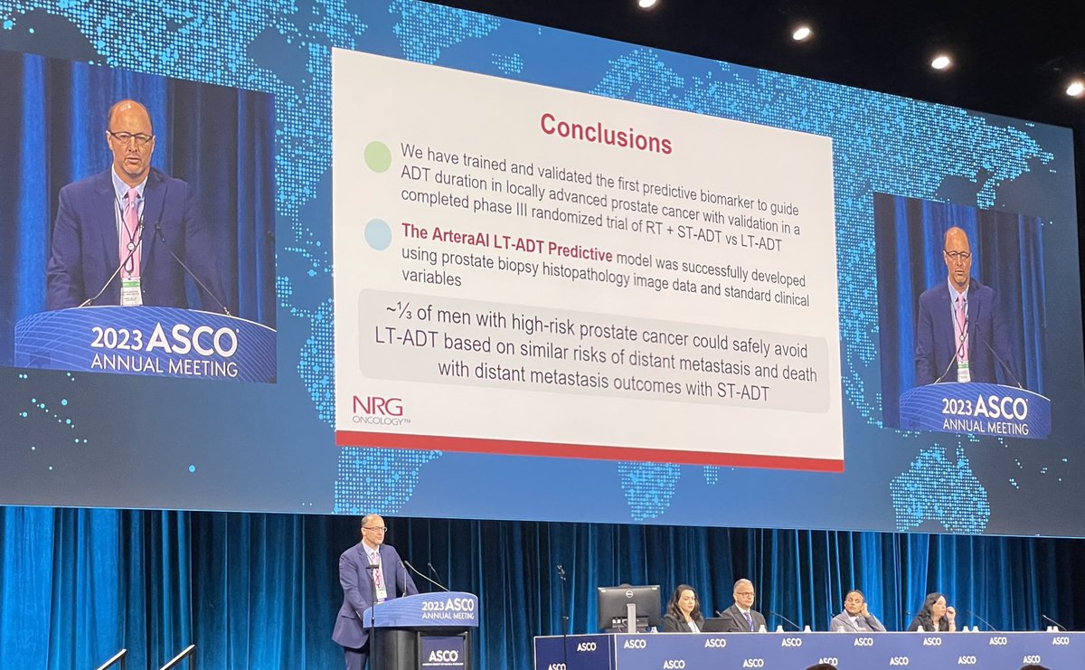 A key take a way message from #ASCO23: ARTIFICIAL INTELLIGENCE is just around the corner to be used in daily practice to choose pts treatmt in #ProstateCancer Amazing presentation & work from @AarmstrongDuke & cols. @EstudioDipcan @OncoAlert @urotoday @MDAnderson_ES @genomcore