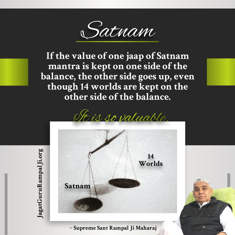 Pawnkpareek's tweet photo. If the value of one jaap of Satnam mantra is kept on one side of the balance, the other side goes up, even though 14 worlds are kept on the other side of the balance.
It is so valuable.
#GodNightSunday #SundayThoughts https://t.co/7eSEcwhGDZ