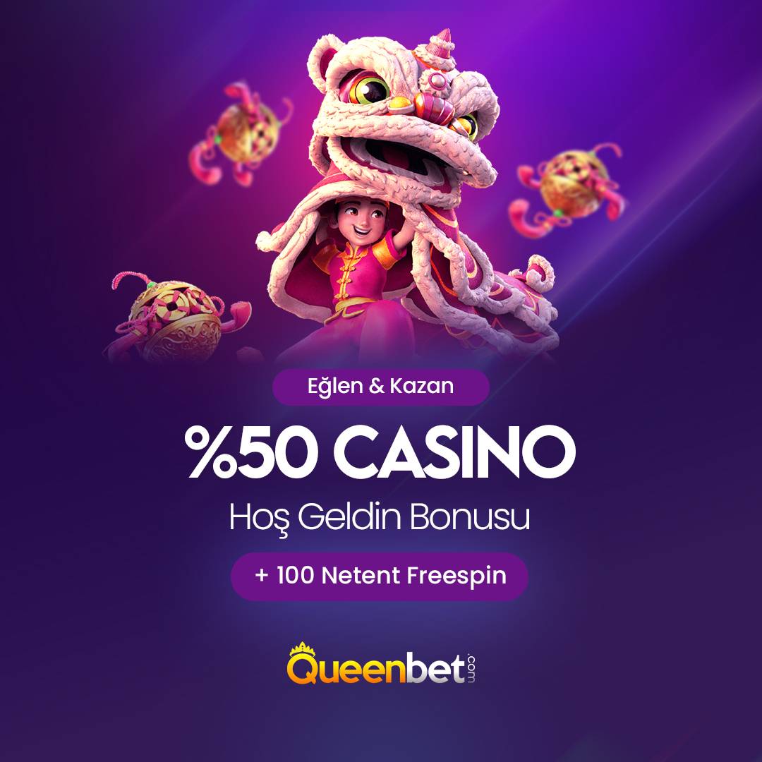 %50 Casino Hoşgeldin Bonusu +100'e varan Freespin Queenbet'te! 
Queenbet casino alanındaki ilk yatırımlarınızda da sizinle!