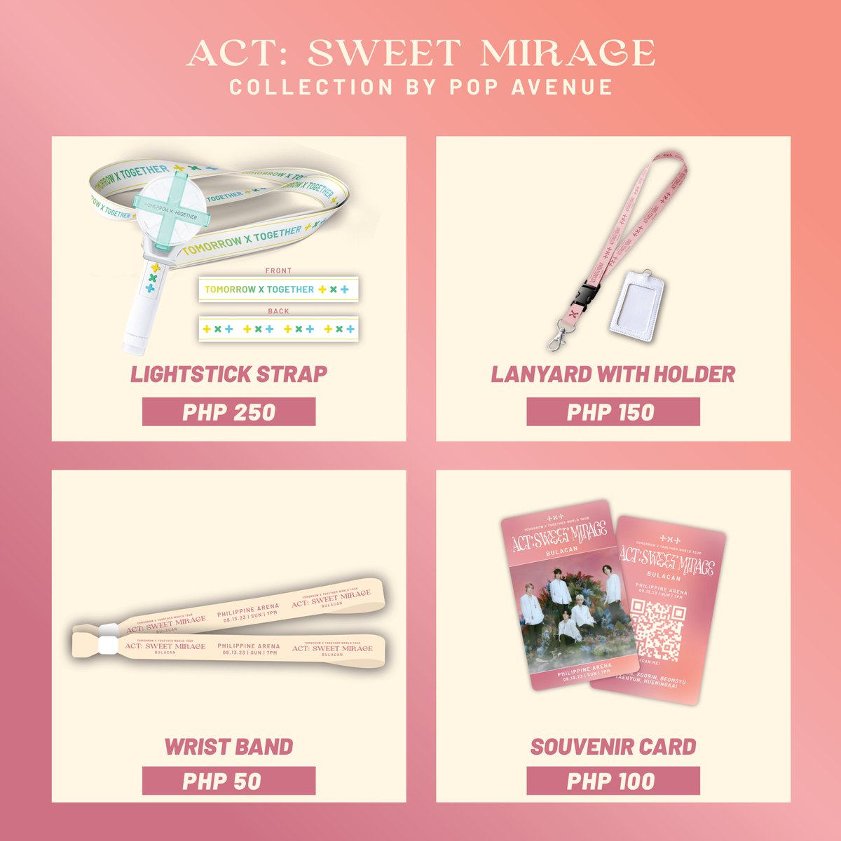 _popavenue's tweet image. [ #popavenuecollections ] 

"ACT: SWEET MIRAGE" Collection by Pop Avenue 

DOO: June 19, 2023
DOP: 50% PAYO, 50% on June 30, 2023 
Price: PHP50-PHP500

Order Form: forms.gle/4r61vwGrvKgmxB…

#TXTinBulacan #ACT_SWEET_MIRAGE_BULACAN #TOMORROW_X_TOGETHER 
wts lfb txt ph