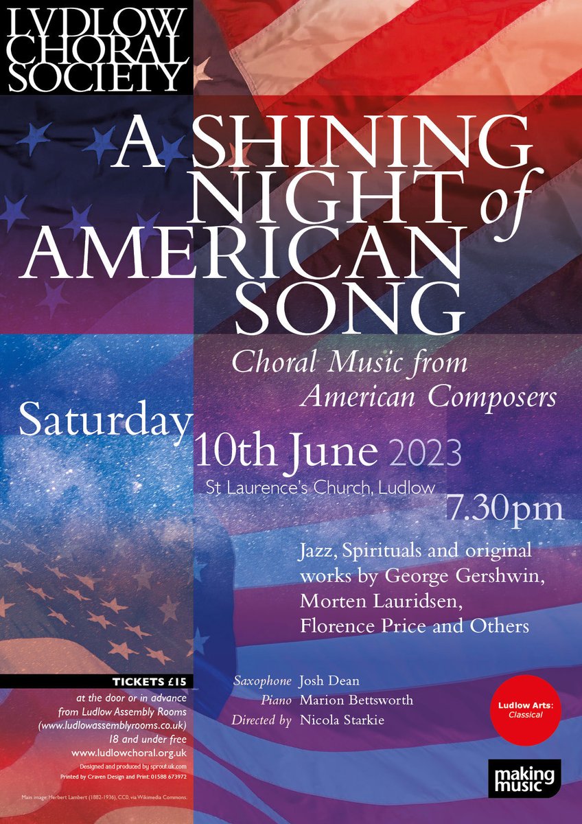 This Saturday, a fabulous evening of  music from the USA over the centuries with fabulous saxophone solos as well as our great choir . Tickets on the door !! Don’t miss it !!