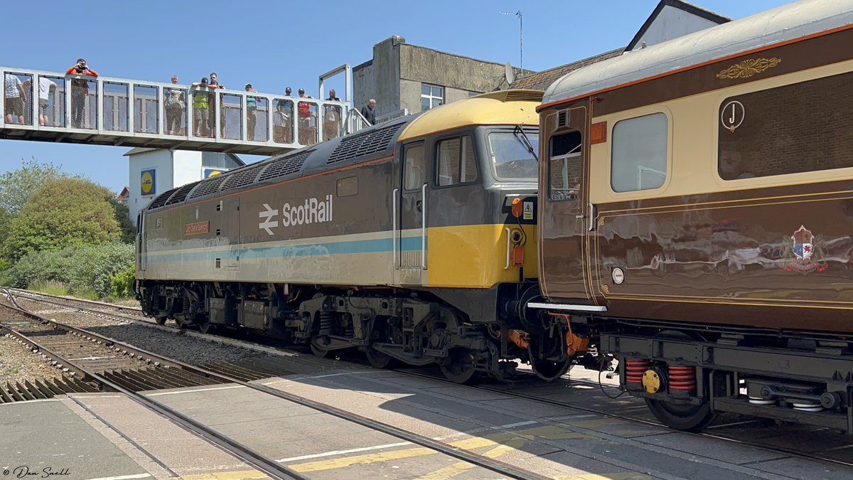 Saturday 3rd June, the English Riviera Railtour arrives in Paignton, hauled by Class A4 60007 'Sir Nigel Gresley'.
With Scotrail Class 47 'Lady Diana Spencer' trailing on the end of the train.

Arriving from Slough with the 1Z27, heading for Kingswear.