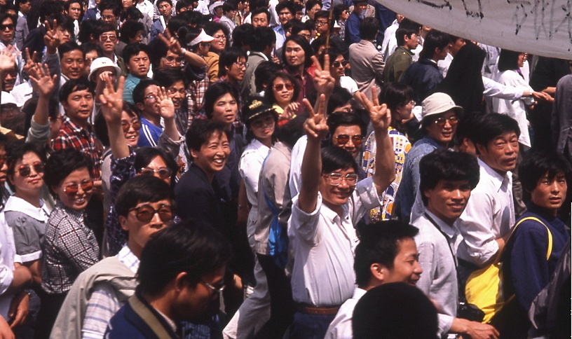 Writers marching to Tiananmen Square, May 1989.