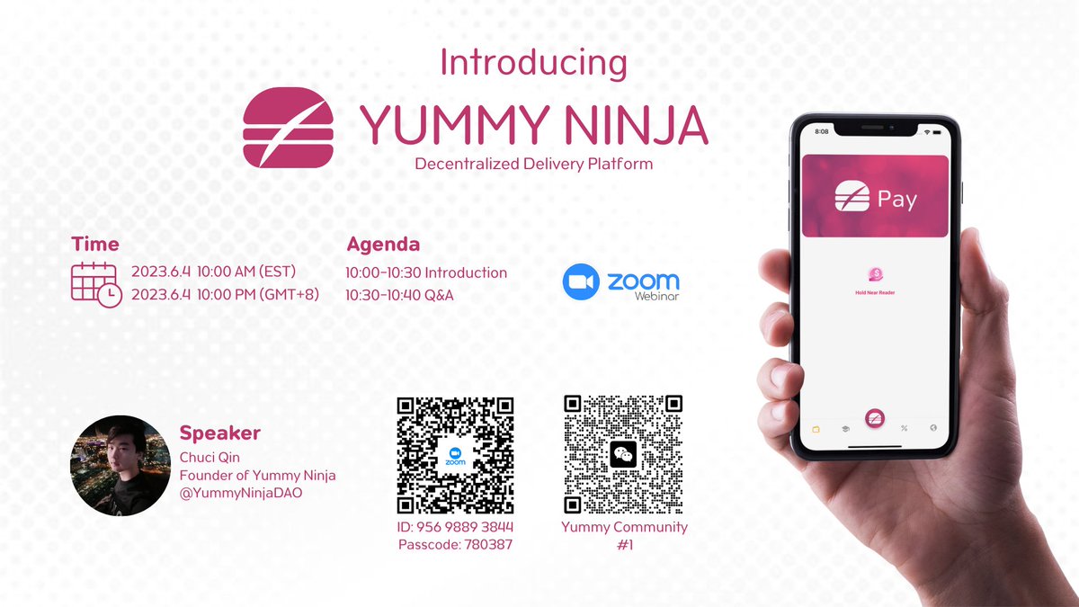 YummyNinjaDAO's tweet photo. 🔥 Yummy Ninja Zoom Webinar is starting right now!  

📲 Please click the following link to enter  

🔗 https://t.co/NA64c3YnO4

#Web3 #Food #Decentralization #Crypto #NFTs https://t.co/0KW5jLo95V