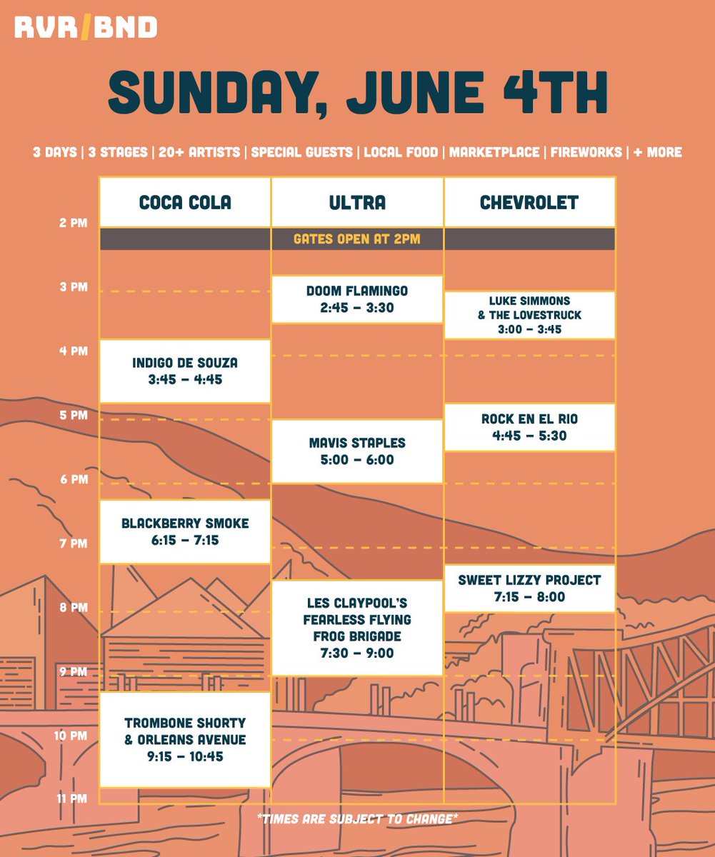 And just like that, the final day of #RB23 has arrived 😫

We've got amazing performances lined up all day to close out this year's festival. 
Be sure to LIKE this post so you can easily access today's schedule. 

Gates open at 2:00 pm. We'll see you soon! 🎶🥳