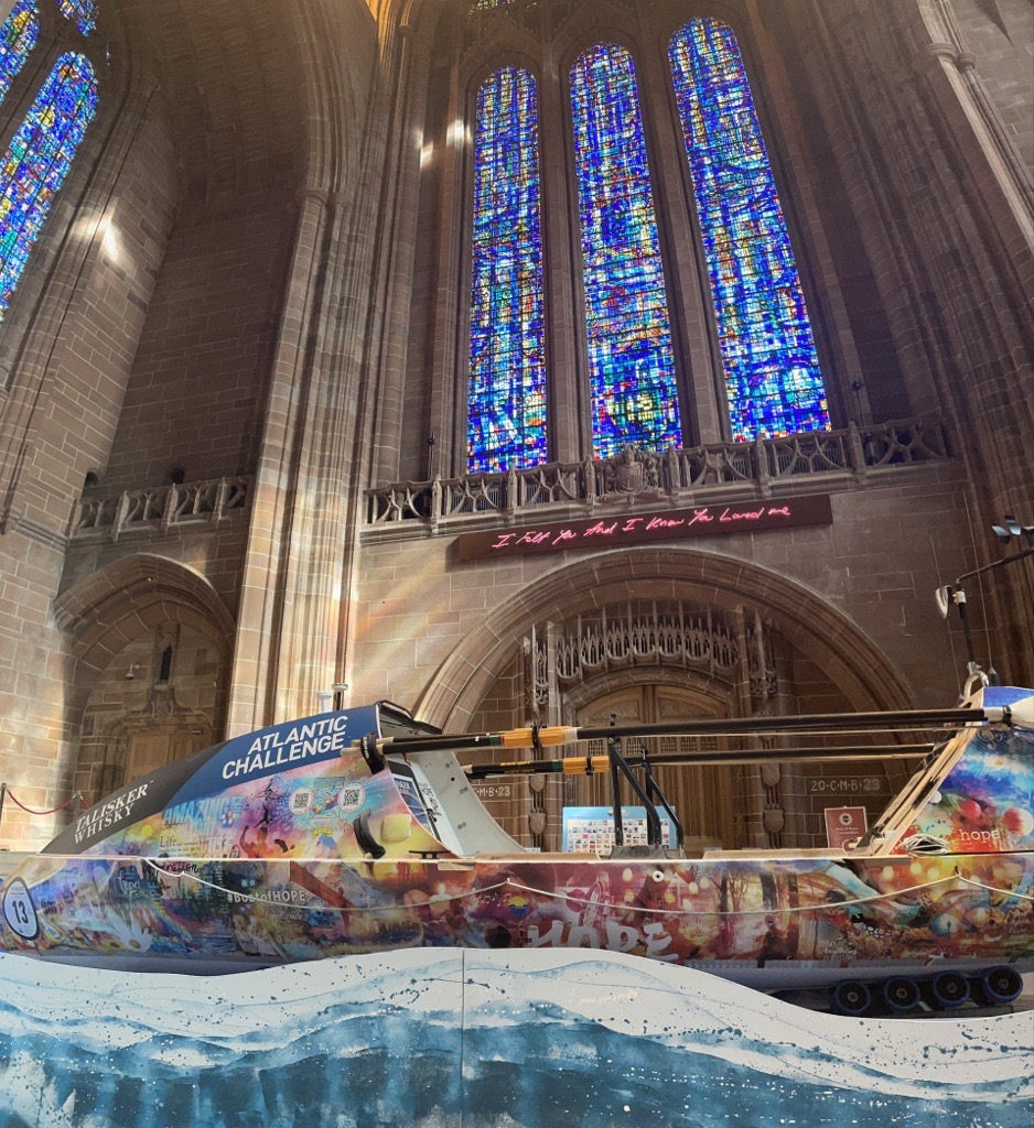 Today we 'wave'🌊 goodbye to the 'Boat of Hope' We have loved having Bernie Hollywoods Boat of Hope here at the Cathedral and seeing the support for young people's mental health; we want to thank Bernie and the @BoatofHope team for choosing us.