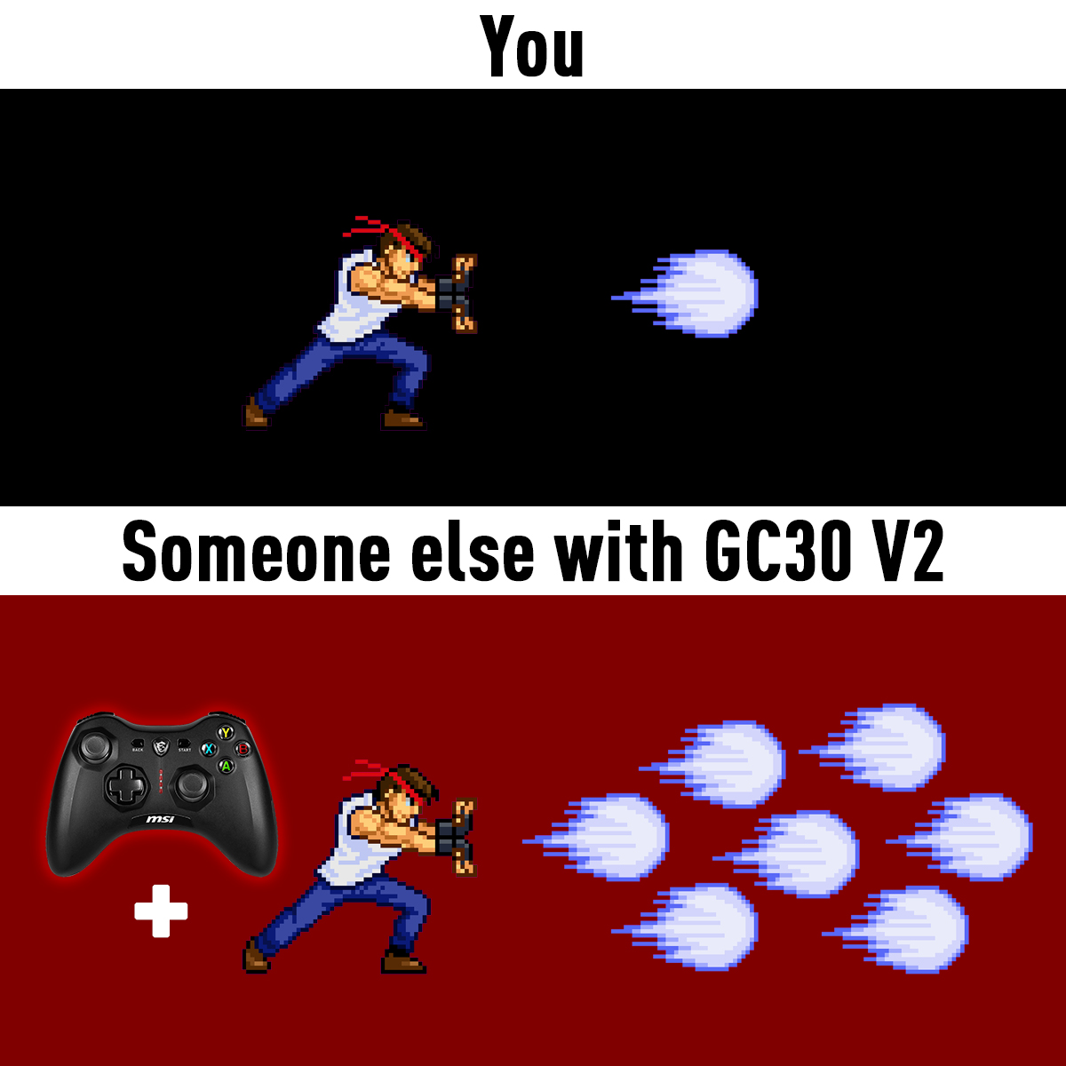 MSI__UK's tweet photo. Choose your controller wisely😏
#StreetFighter #GC30v2 #MSIController #Controller https://t.co/KGcYEKlHMX