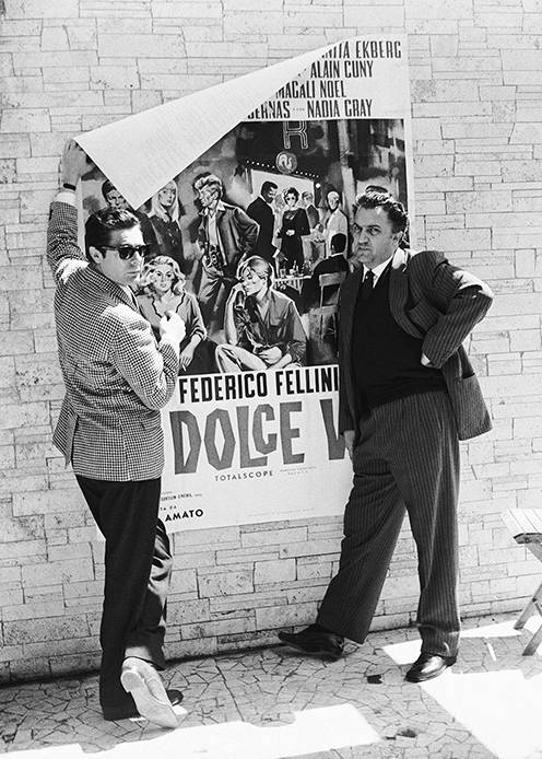 Marcello Mastroianni and Federico Fellini.