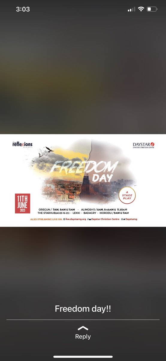 kikaniscents's tweet image. I’m using this opportunity to our stage play  next week  #freedomday #daystarchristaincenter  #reflexions #Daystar #muchfruitseason