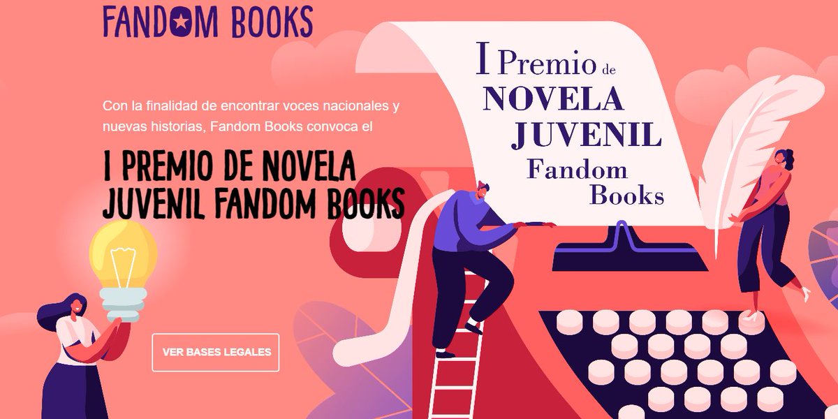 Hasta el 23 de octubre, I Premio de Novela Juvenil Fandom Books:

Mínimo: 3000 palabras
Máximo:  70000 palabras
Temática: obra literaria dirigida principalmente al público joven, de entre 14 y 20 años
Tipo: novela
Premio: metálico + publicación
Web: fandombooks.es/premiodenovela…