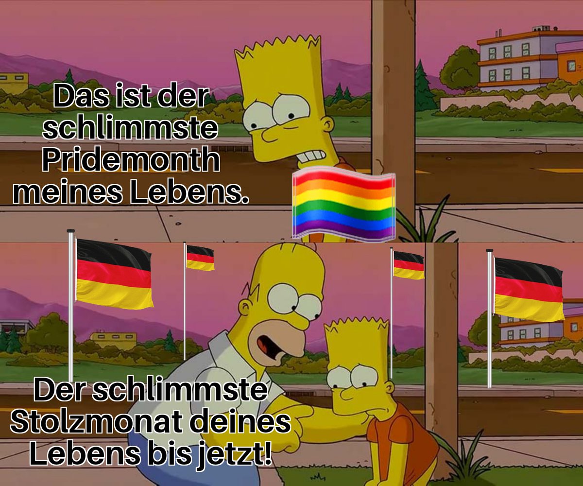Wenn wir den Stolz noch für 3 Wochen auf so hoher Flamme brennen lassen, wird es das Ende des #PrideMonth und der Anfang der Ära des #Stolzmonat sein, für immer, Jahr für Jahr. Man wird sich vorab schon feierlich den Meme-Stoff für den Juni zurechtlegen. Wir haben es in der Hand.