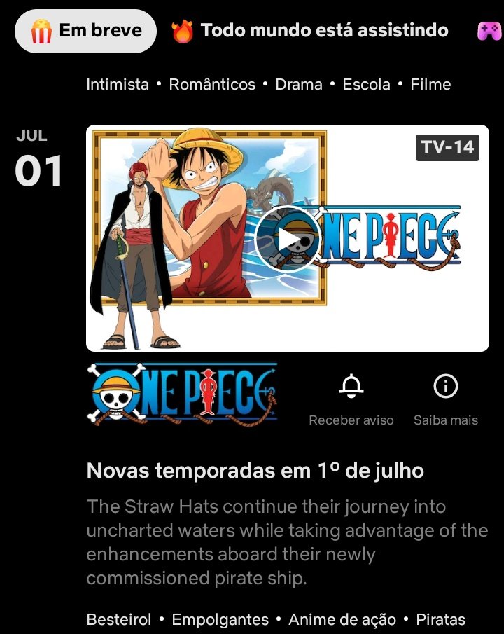 Já Tem Sabaody Dublado na Netflix Hoje? on X: Eu dei uma leve infartada /  X