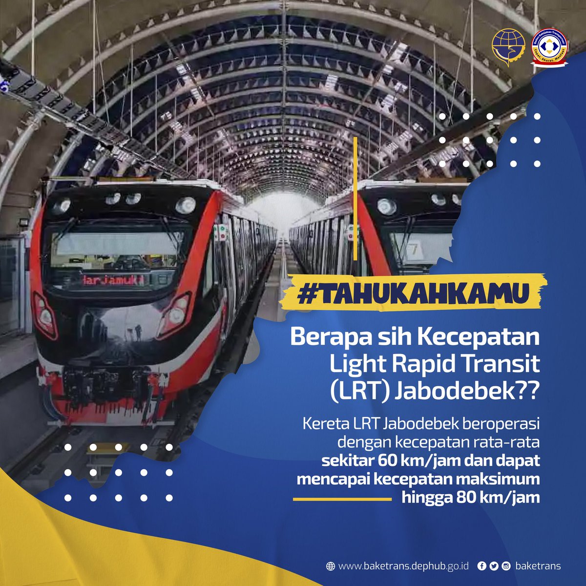 #SobatBijak, LRT Jabodebek akan resmi beroperasi pada Juli 2023. Penasaran ga berapa sih kecepatannya?

LRT Jabodebek memiliki kecepatan yang variatif hingga mencapai 80 km/jam dengan kecepatan rata-rata  60 km/jam. LRT ini juga memiliki kapasitas normal hingga 740 penumpang.
