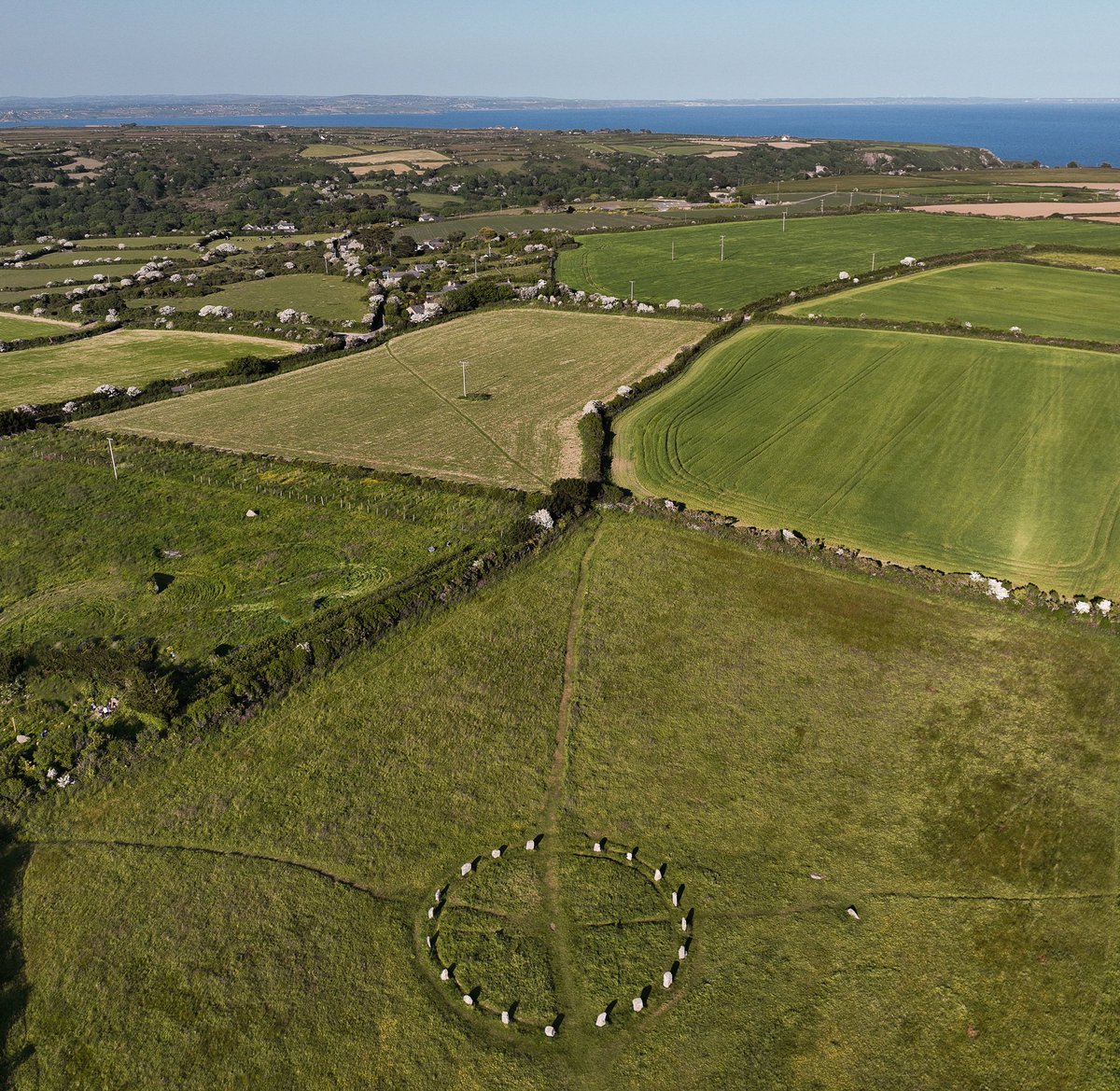 The merry maidens stone circle looking towards Penzance way #Cornwall #merrymaidens #neolithic #standingstonesunday