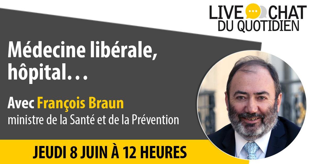 Médecine libérale, hôpital… Posez vos questions à François Braun (<a href="/FrcsBraun/">François Braun</a> <a href="/Sante_Gouv/">Ministère de la Santé</a>), ministre de la Santé et de la Prévention. Il y répondra le jeudi 8 juin, à 12h, au cours d'un live chat. 👉 bit.ly/43EM6aX