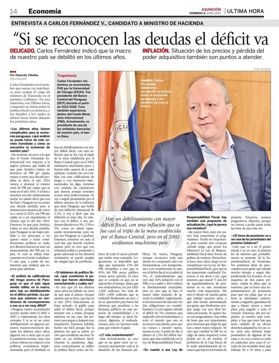cgfernandezv's tweet photo. Muchas gracias @favillalba90 por esta entrevista. Paraguay hizo muy bien sus tareas durante los últimos 20 años, por ello las perspectivas permanecen  favorables a pesar de una coyuntura global compleja. https://t.co/iUnYg1I8WK https://t.co/oIjWybo9dx