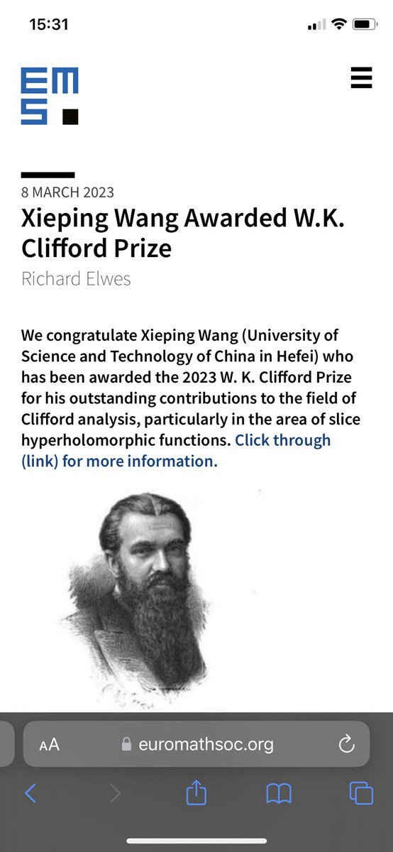 CliffordAlgebras (@clifford_icca) on Twitter photo The Clifford Prize has been awarded to Dr Xieping Wang from Hefei <a href="/USTCGlobal/">USTC Global</a> for his work in Clifford Analysis. Many congratulations! The Clifford Prize has been awarded to Dr Xieping Wang from Hefei <a href="/USTCGlobal/">USTC Global</a> for his work in Clifford Analysis. Many congratulations!