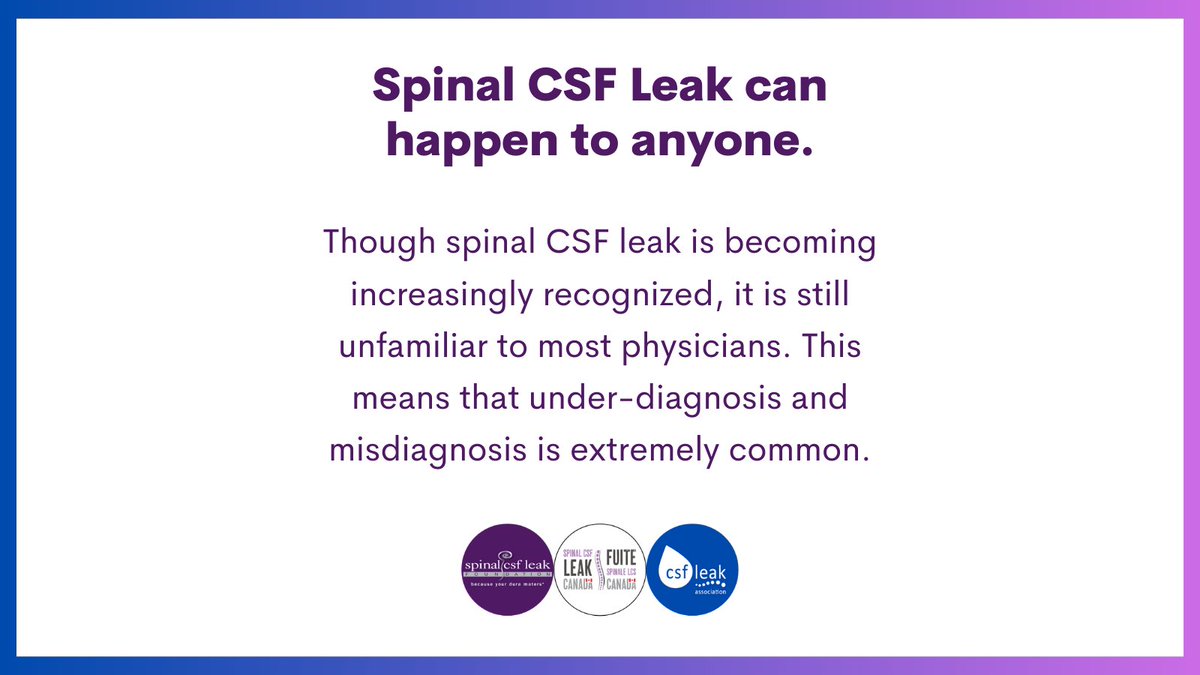 spinalCSFleak's tweet image. Welcome to #LeakWeek, our annual awareness week for spinal CSF leak! Join us w @SpinalCSFCanada &amp;amp; @csfleakuk as we raise awareness about this debilitating condition. First up: What is a spinal CSF leak? 

#leakweek2023 #spinalcsfleak #becauseyourduramaters