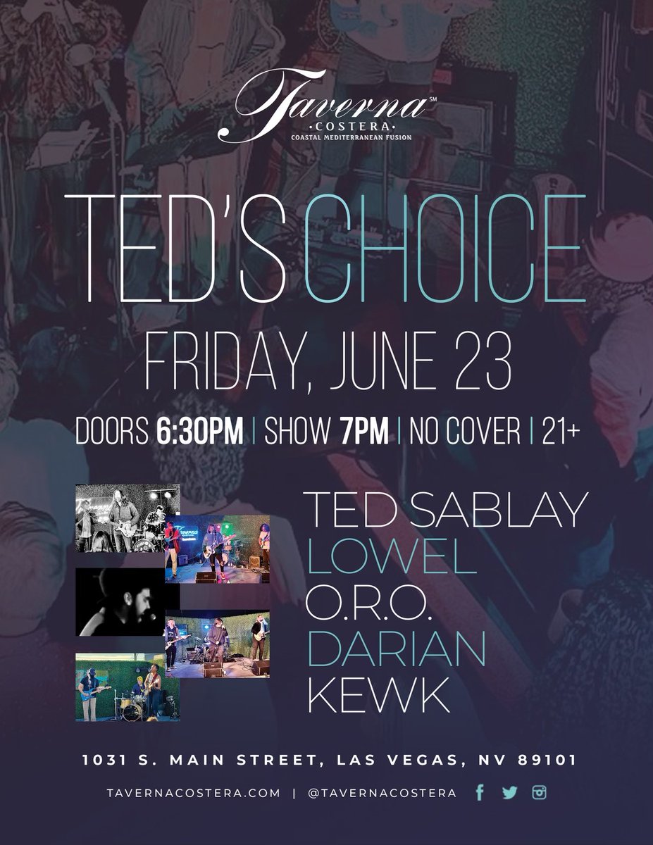 Thanks <a href="/tavernacostera/">Taverna Costera</a> for asking me to play and organize the lineup. Excited to play with these great bands and musicians!

<a href="/lowelband/">Lowel</a> @jose_oro2 @kewkisyourfather <a href="/darianatwood/">Darian Atwood</a> @johnnytvt @colesmithviolin <a href="/dylanself/">Dylan Self</a>
 <a href="/grradams/">Gregory Adams</a> @fidell7

#tedsablay