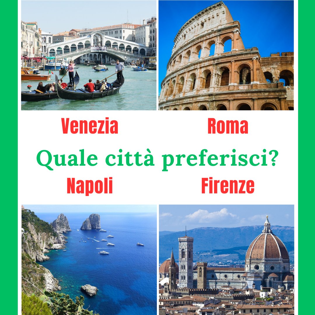 Which do you like the most? Venezia, Roma, Napoli or Firenze? Scrivilo nei commenti.✍️
#italianforbeginners #italianamerican #italianlanguage #learnitalian #italianlessons #speakitalian #italianonline #italienischlernen #italianoperstranieri #italianvocabulary