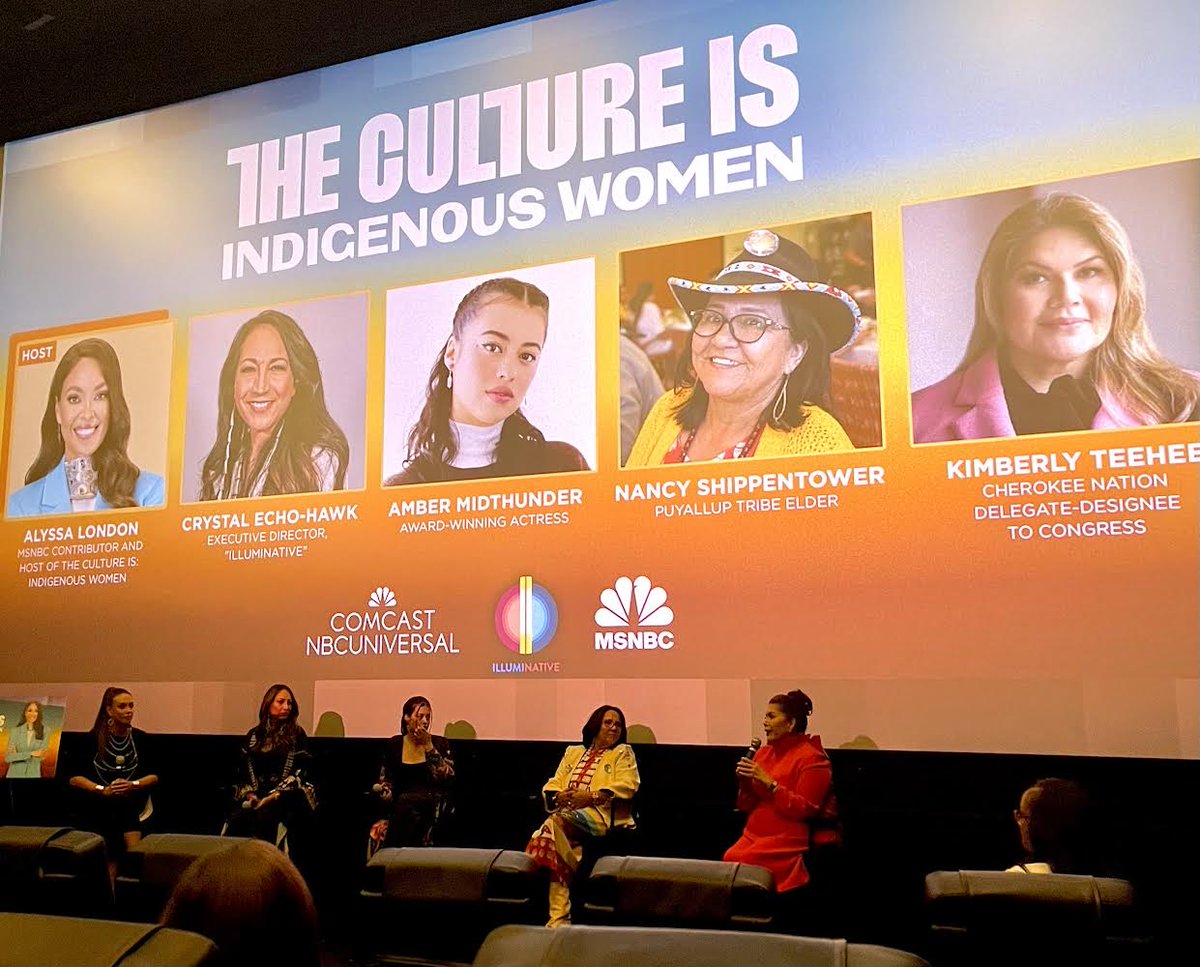Thrilled to share the incredible discussions I had with @AlyssaLondon, @CrystalEchoHawk, @allieyoung13, @AmberMidthunder, @Rep_Peltola, and more on #TheCultureIsIndigenousWomen.
 
Tune in at 10:00 PM EST tonight on @MSNBC, or catch it on @Peacock.