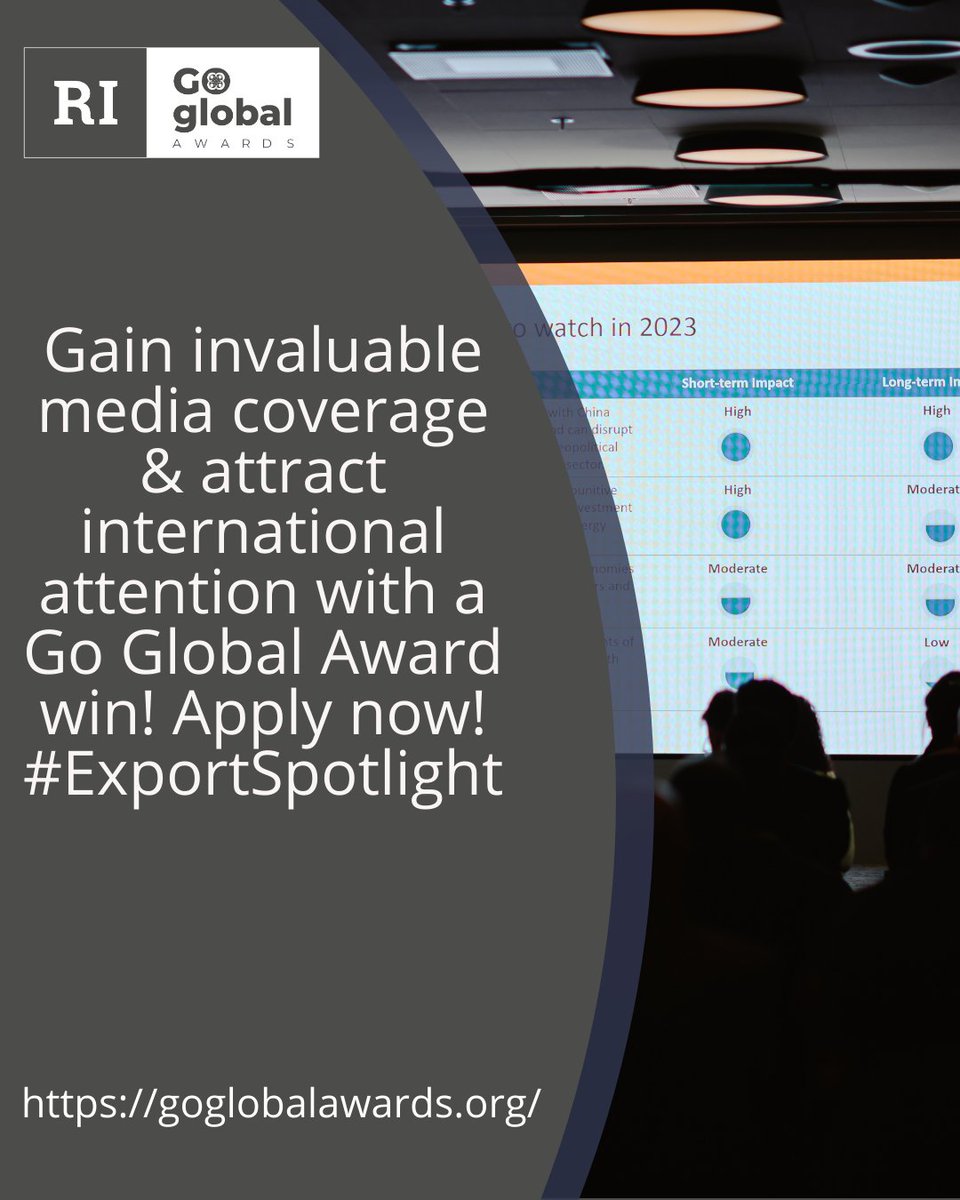 GoGlobalAwards's tweet image. Gain invaluable media coverage &amp;amp; attract international attention with a Go Global Award win! Apply now! #ExportSpotlight #GoGlobalAwards #RhodeIslandCommerce #CommerceRi #Inttradecouncil