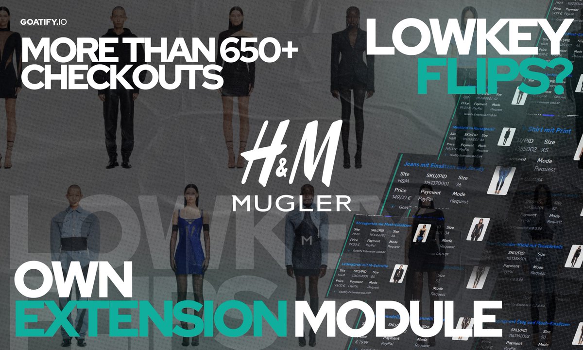 Lowkey Goats securing profits while others are just catching wind of H&amp;M drops. 🌬️

With our Custom Extension and high-performance module, our Members catched EVERY restock. 🐐

Our Extension alone got over 650 successful checkouts.
Profit per Item ranges from 40€-200€.